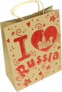 Пакет из крафт-бумаги 26х32.4х12 см "Люблю Россию" (79258)