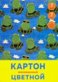 Картон цветной мелованный "Хор лягушек" (7 листов, 7 цветов, А4) (ЦКМ77459)