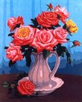Холст для рисования по номерам "Розы в белой вазе", 40х50 см (B052)