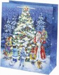 Бумажный пакет "Возле новогодней елки", 17.8х22.9х9.8 (82368)