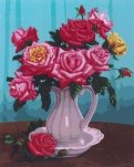 Рисование по дереву 40*50 Розы в белой вазе (FLA011)