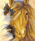 Алмазная мозаика "Арт-Лошадь", с мольбертом, 21х25 см. (M-10391)