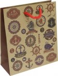 Пакет подарочный "Морские знаки", 16х18х7 см. (ПКП-3517)