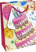 Пакет подарочный "С Днем Рождения! Яркий тортик", 18х24х8,5 см. ( ПКП-3434)