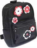 Рюкзак, черный с цветами, искусственная кожа, 35х26х16 см. (46059)
