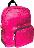 Рюкзак, расшитый розово-серебряными пайетками, одно отделение, 30х25х8 см. (46433)