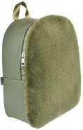 Рюкзак зеленый, искусственная кожа, искусственный мех, одно отделение, 35х26х12 см. (52113)